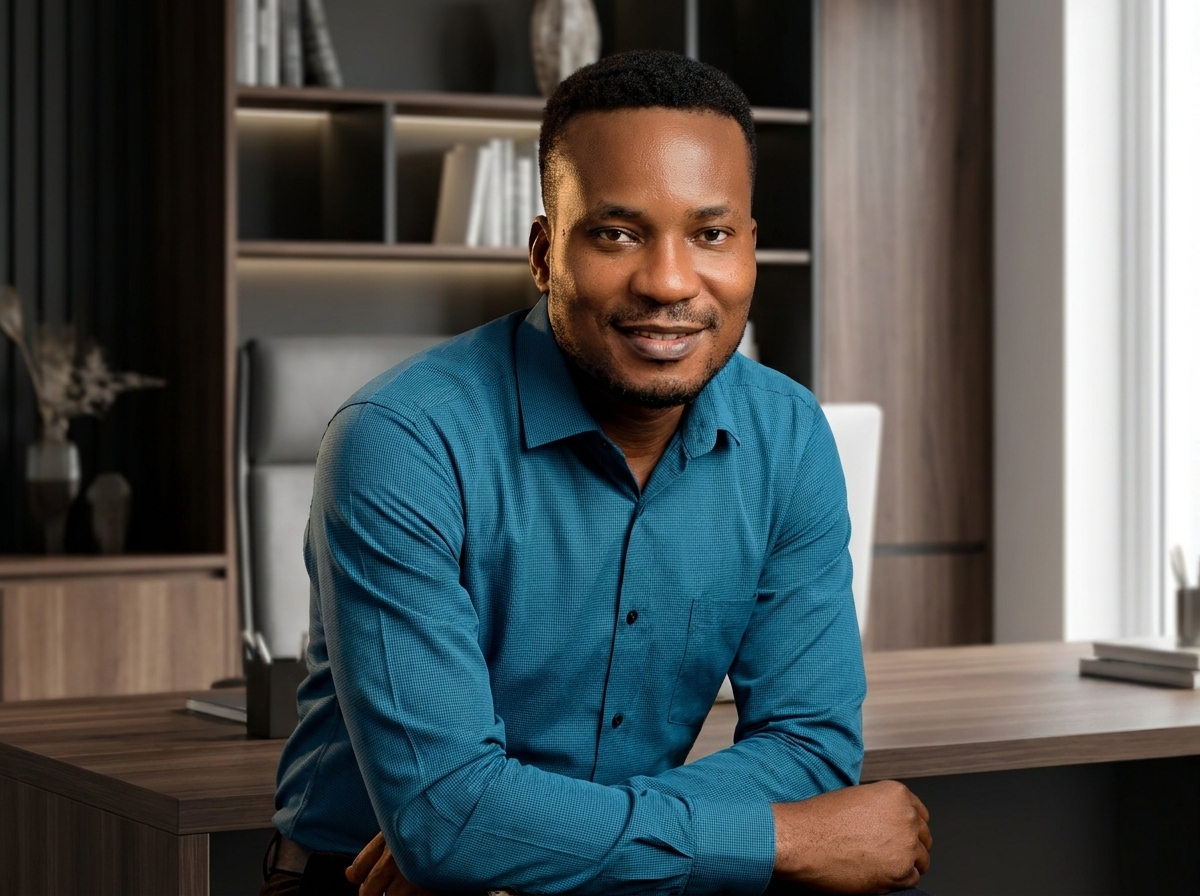 Amb. John Ifeanyi Amos formal executive close-up headshot with professional lighting
